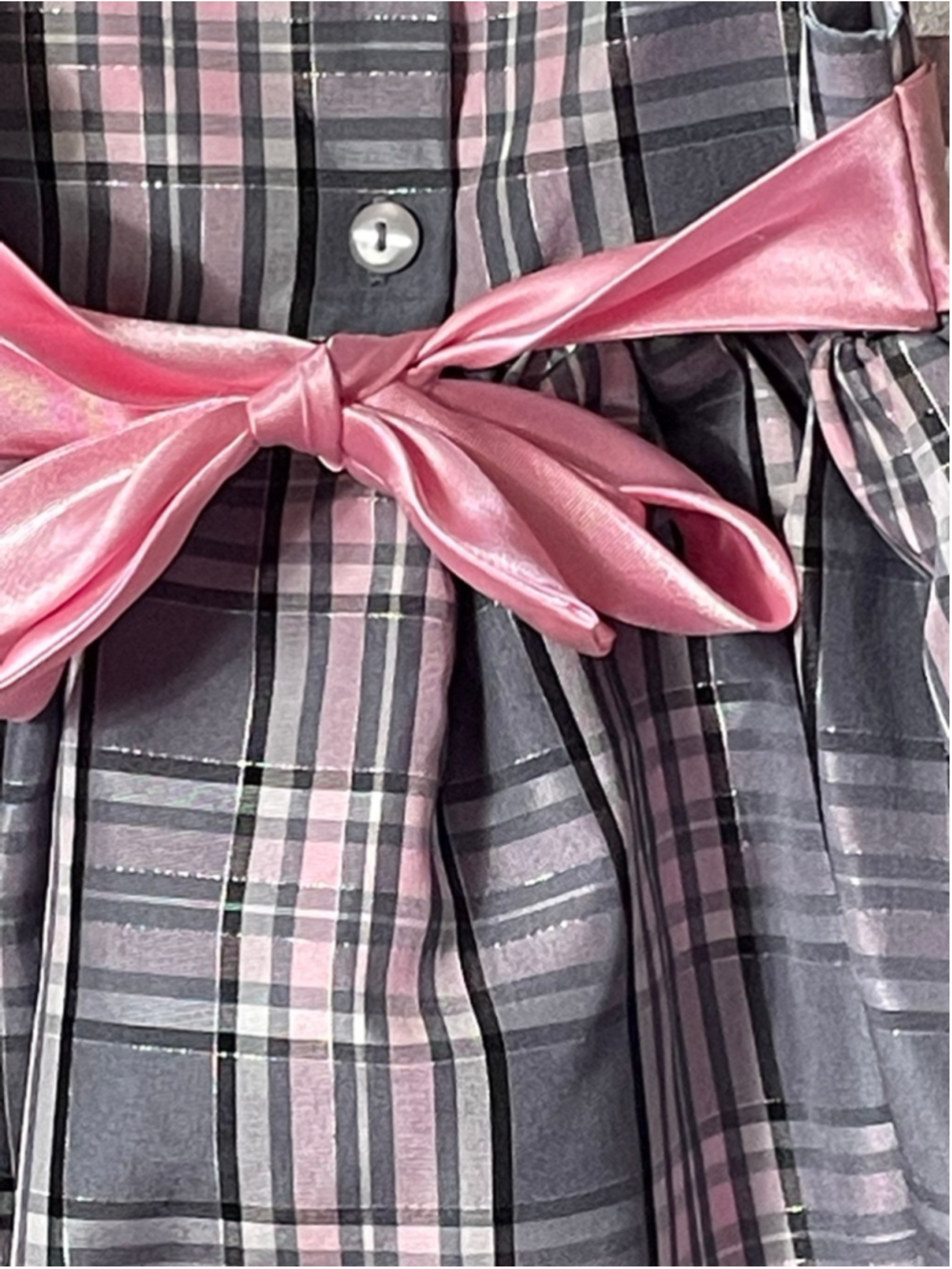 Girls Youngland Formal Dress 18 Months Gray Pink Plaid - Picture 5 of 8